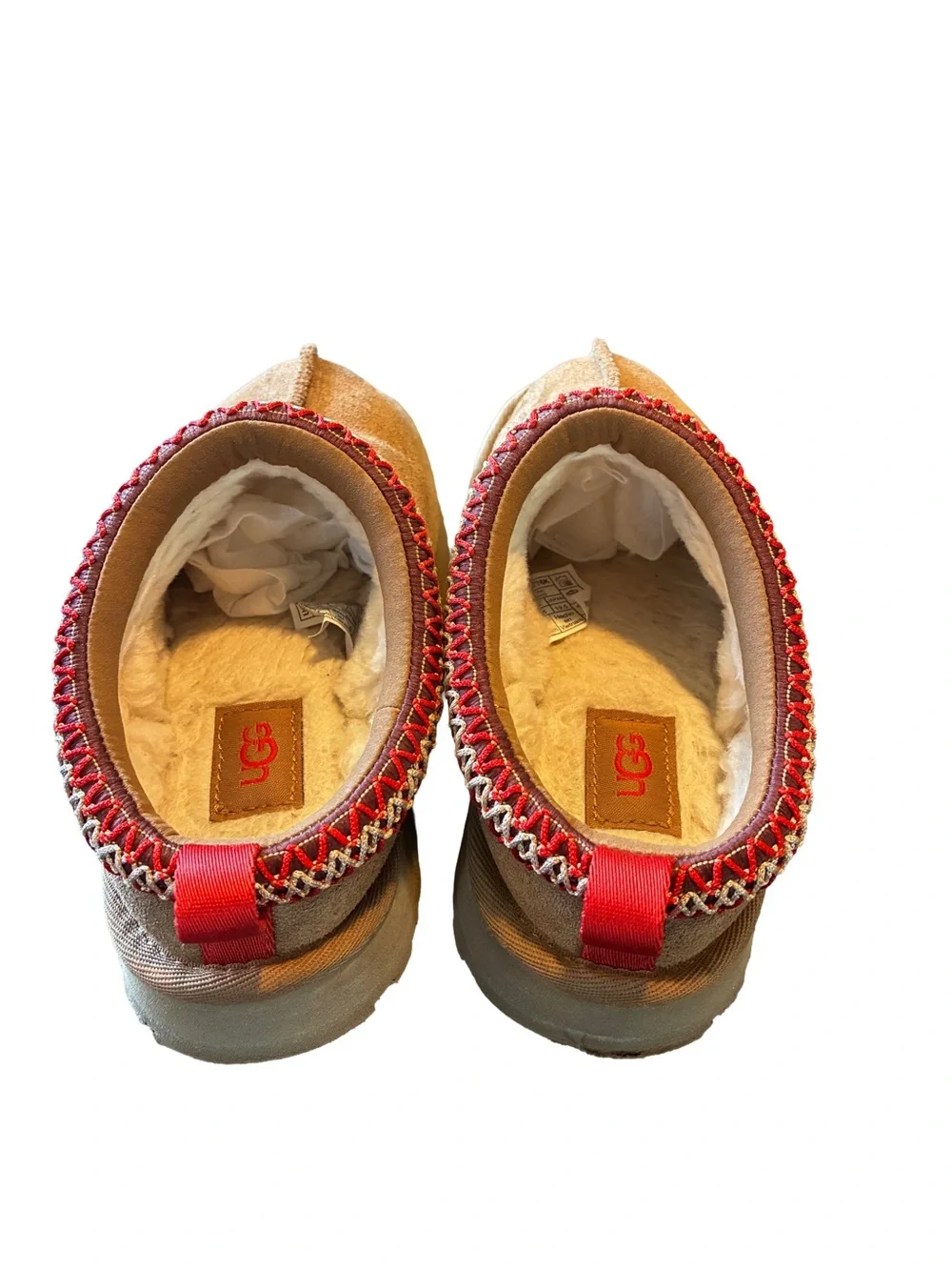 UGG Kids Tazz Platform Slippers Chestnut Suede Wool Lined Size 13K